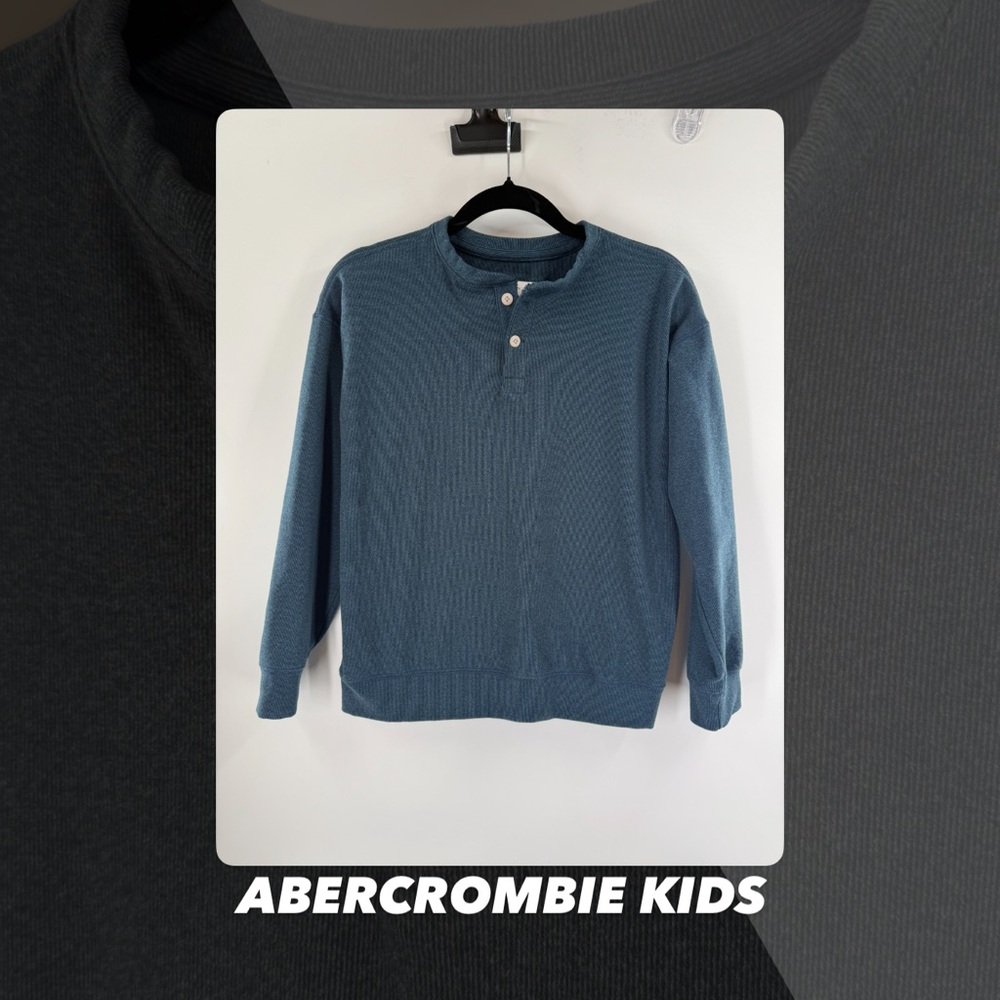 EUC Abercrombie Kids Blue Long Sleeve Henley Tee